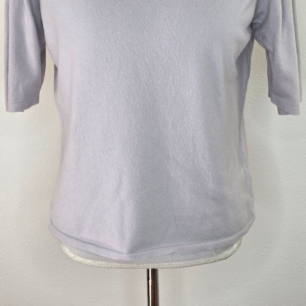 Vila Milano Lavender Puff Sleeve Crop Lightweight Sweater Size Medium - Picture 4 of 10